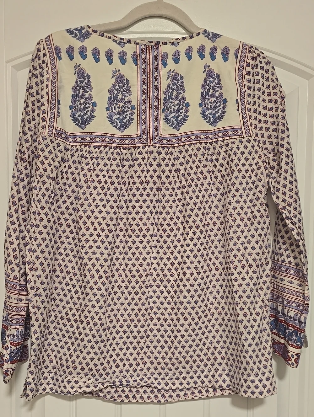 J CREW Point Sur Boho Paisley Printed Peasant Blouse